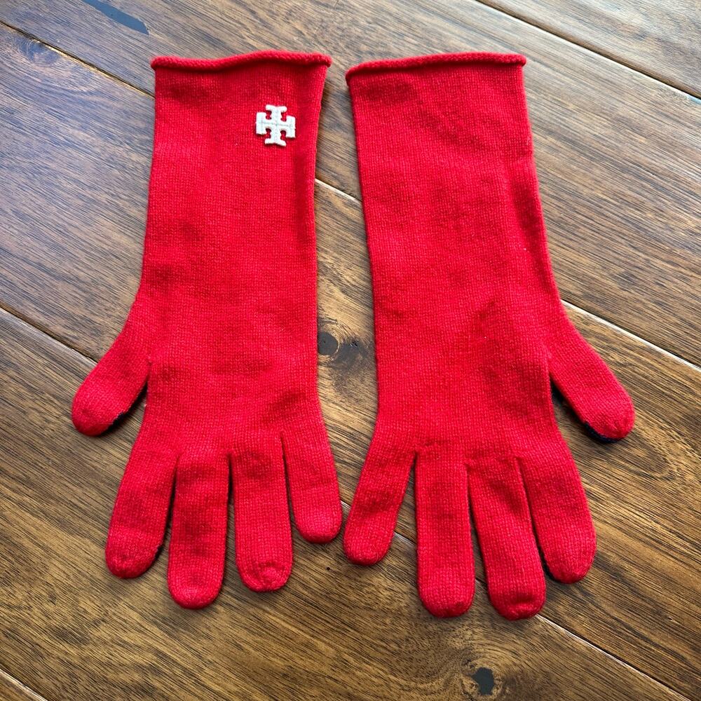 Tory Burch Red Knit Gloves